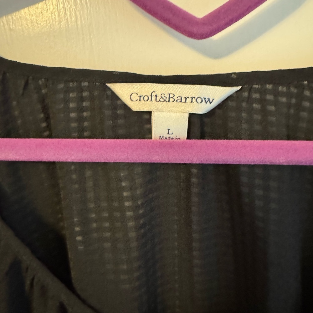 Charter Club Black Women's Textured Top, L - Picture 6 of 7